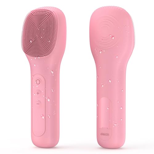 Facial Cleansing Brush Portable Waterproof Rechargeable Face Wash Brush Electric Deep Cleaning for Men and Women (Pink)