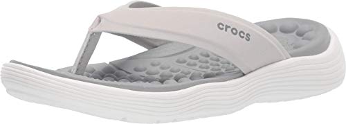 Image of Crocs Women's Reviva Flip Sandal, Pearl White /Light Grey, 10 M US