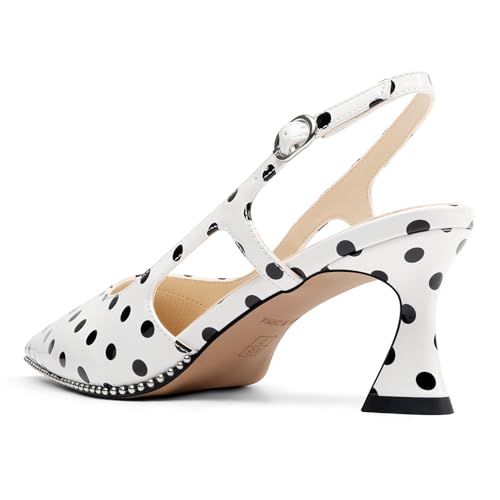 Image of TNYNFBEB Womens Kitten Heel Pointed Toe Pumps Sliver Beaded Slingback Slip-on Buckle Prom Dress Basic Classic Patent Leather Summer 2.6 Inches Heels