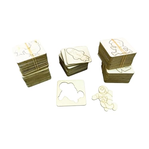 Baoblaze Plantillas de dibujo de madera para niños, plantillas artísticas de madera, educativas de dibujo surtidas para manualidades y cuadernos preescolares, 120 Plantillas