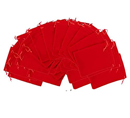Image of 2DS Velvet Small Potli Bags For Return Gifts, Small Batwa for Jewellery Gifting pouch. Red colour velvet potli. Wedding gift potli /Jewellery Pouch, Shagun Potli Set, Coin Pouch