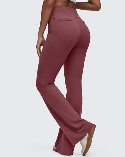Image of G4Free BareFeel Flare Yoga Pants Women High Waisted Bootcut Leggings with Pockets Dress Work Pant Petite /Regular /Tall