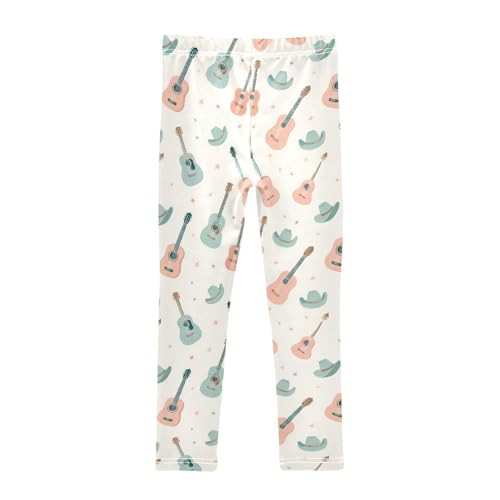 Girls' Athletic Leggings Ankle Length Yoga Dance Pants Kids Teen 4T Guitar with Cowboy Hat2