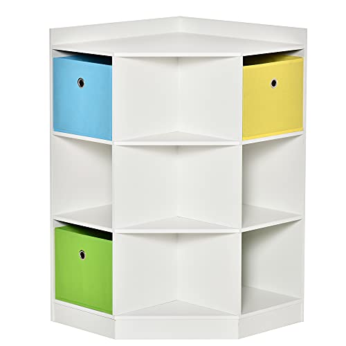 HOMCOM Wooden Kids Cabinet Freestanding Corner Storage Drawer Toys Clothes Books Organizer Dresser Children Bookcase Display Shelf Wardrobe for Bedroom with Anti-toppling Hardware Drawers, White HOMCOM Wooden Kids Cabinet Freestanding Corner Storage Drawer Toys Clothes Books Organizer Dresser Children Bookcase Display Shelf Wardrobe for Bedroom with Anti-toppling Hardware Drawers, White