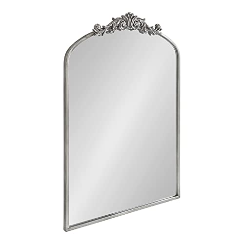 Image of Kate and Laurel Arendahl Traditional Arch Mirror, 24 x 36, Antique Silver, Baroque Inspired Wall Decor