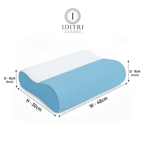 Image of Orthopedic Cervical Pillow Set of 2, Memory Foam Contour for Neck, 220 GSM Jacquard Cover, 48x30x9 cm, Sky, Ergonomic Sleeping Support, Breathable Bedding Cushion
