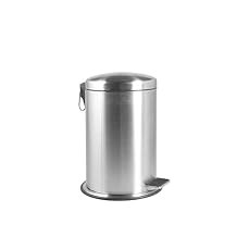 Home in Rhombus Home Stainless Steel Dustbin with Satin Pedal 5 Trash Reorder Rubbish, Metal, Steel, 5 Liters