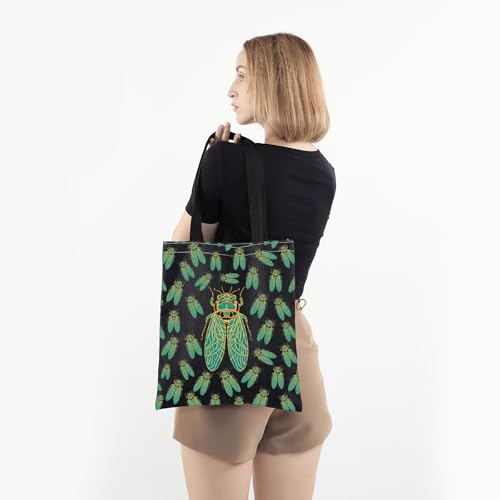 Bolsa tote veraniega PWHAOO con diseño de cigarras miniatura 5