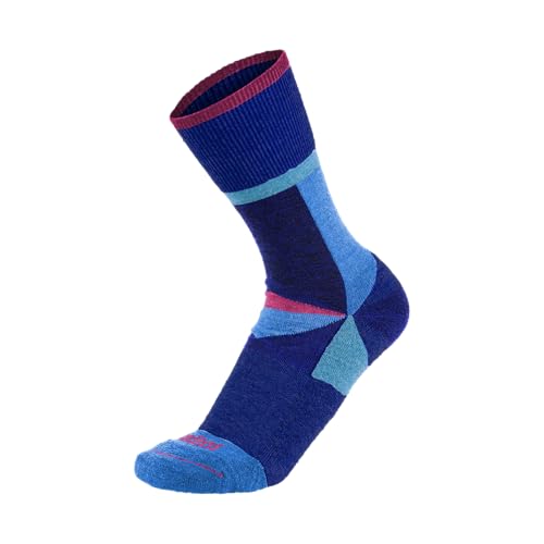 Gordini Women's Ramble Midweight Hike Crew Sock, Blue Pink, Medium
