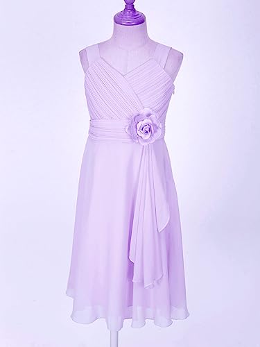 TiaoBug Kids Girls Summer Dress Sleeveless Midi Ruffle Chiffon Bridesmaid Flower Gir Dress Prom Party Gowns3