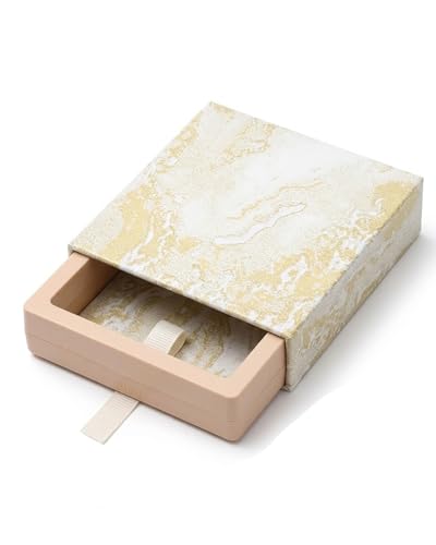 AEUXZA 1 Caja Regalo Joyería Oro Champagne, Ideal para Anillos, Pendientes, Colgantes, Presentación de Lujo para Compromiso, Boda, Cumpleaños y Aniversarios, Calidad Premium, 9x9x2cm