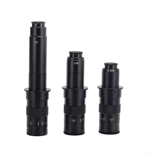 Industrial Microscope Lens C Mount Zoom Lens Adjustable Magnification Manual Focus for Video Microscope Camera Alloy Construction 0.7-4.5X Optical Power for PCB Jewelry LCD Analysis 10X-300X(120X)