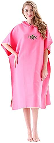 Swim Towels Towel Changing Robes Fits Adults Men Women Hooded Towel Poncho Robe Quick Dry Lightweight Microfiber Towelling Quick Drying Swim Robe Short Sleeve for Surfing Swimming and Beach(Pink)