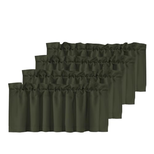 H.VERSAILTEX 4 Panels Blackout Valances for Small Windows Thermal Insulated Short Curtains Privacy Decorative Rod Pocket Shade for Kitchen/Living Room/Cafe/Bathroom/Laundry,52" W x 18" L,Oli