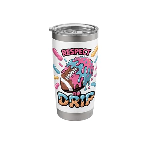 Respect The Drip Football Ice Cream QB RB WR TE Quarterback Stainless Steel Insulated Tumbler