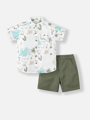 Image of Nautinati Boys Printed Collared Shirt with Shorts Clothing Set | Age 1-5 Years