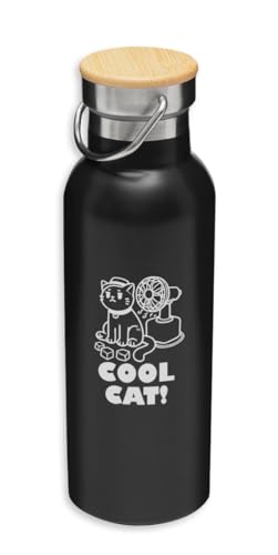 Cool Cat Hot - Botella térmica divertida, botella ecológica, termo al vacío