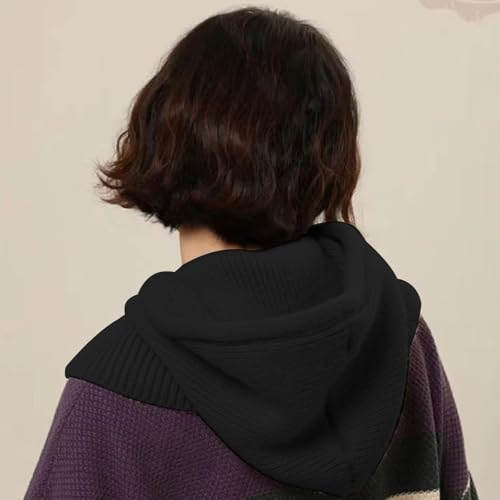 BSITSSS Warme Kapuzenschal 2 in 1, Multifunktionale Schalmütze Damen, Modisch Weiches Balaclava Damen, Schal mit Kapuze mit Kordelzug, Mützenschal für Outdoor-Sportarten