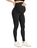BONVIGOR Women's Maternity Leggings Over The Belly Bump Workout Full Length Leggings Running Active Yoga Pants Black