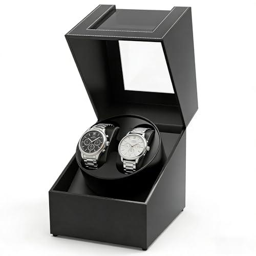 Image of Kalawen Latest Automatic Watch Winder, Double Watch Winder Dust-Proof Box with Quiet Motor, Watches Rotation Storage Case Display Box for Automatic Mechanical Watches