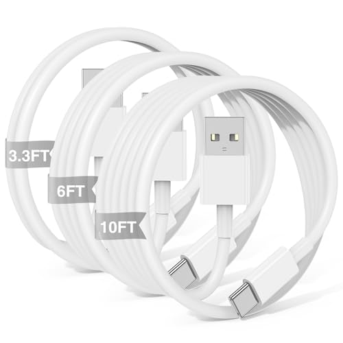 Image of 3-Pack [10FT+6FT+3.3FT] Car Carplay Cable USB A to USB C Cable for iPhone 16 15 Pro Plus Pro Max，for iPad Pro /Air /Mini，for Samsung Galaxy S25 /S24 /S23，for MacBook Pro /Air and More