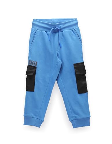 Image of U.S. POLO ASSN. Kids Regular fit Boys Cotton Track Pants (UKTRK0172 Blue 2-3Y)