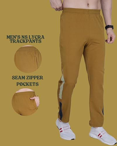 Image of Men's Ns Lycra Spandex Mixx Polyester Sports Trackpants with Both Side Zipper Pockets