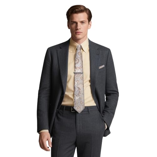 DiBanGu Mens Long Sleeve Dress Shirt and Tie Set Casual Botton Down Shirts for Men Solid Business Shirt with Matching Tie3