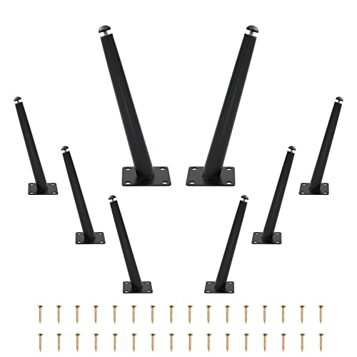 Juego de 8 patas de metal negro ajustables resistentes de 14 pulgadas, patas de repuesto perfectas para sofás, armarios, sofás, otomanos, diseño resistente y elegante