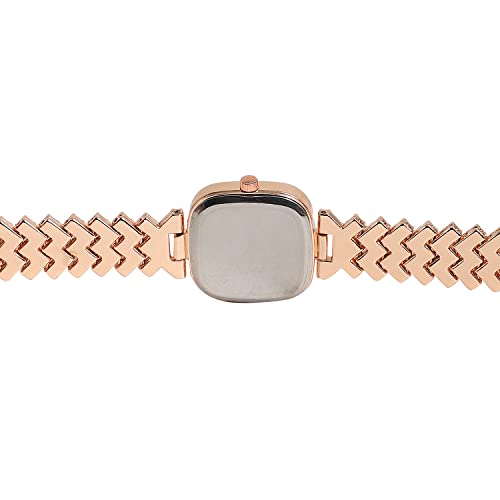 Image of Haute Sauce Women's Embellished Analog Dial with Stainless Steel Strap | Battery Power | Foldover Closure | Quartz Movement | Fashion Wrist Belt Watch for Female and Girls