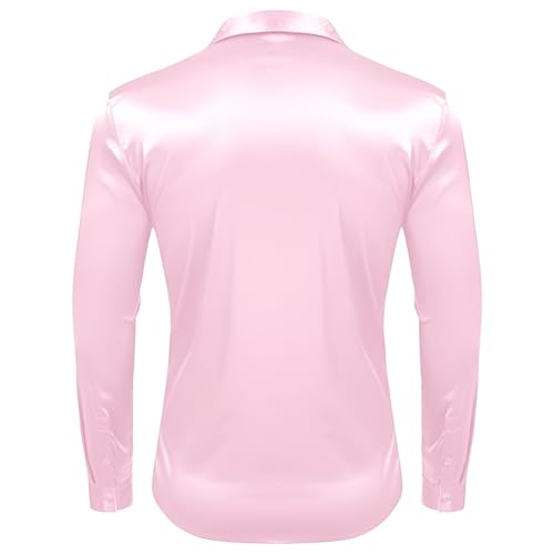Image of Men's Satin Solid Full Sleeves Regular Fit Shirt