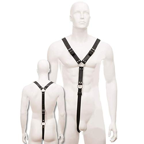 Imbracatura Full Body In Pelle Nera Per Uomo Con Jockstrap – Regolabile, Handmade Pakistan