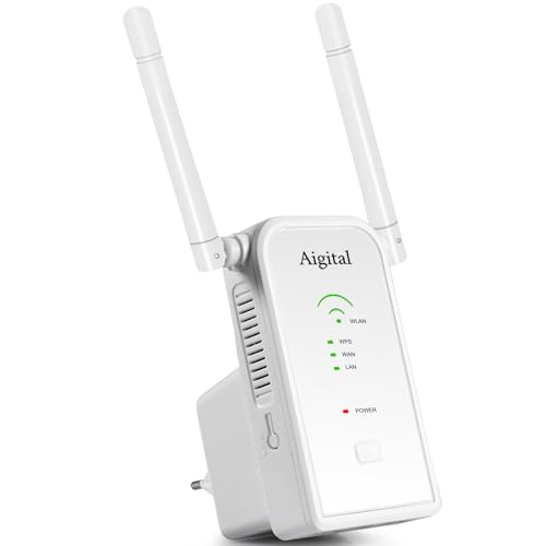 WLAN Verstärker,300Mbit/s WLAN Repeater, Universal Range Extender,WiFi Booster großer Reichweite mit 2 Antenne und LAN-Anschluss, WPS 1-Tippen Einrichten,AP Modus, Kompatibel zu Allen WLAN Router