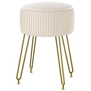 IBUYKE Samt Hocker mit Stauraum Weiß