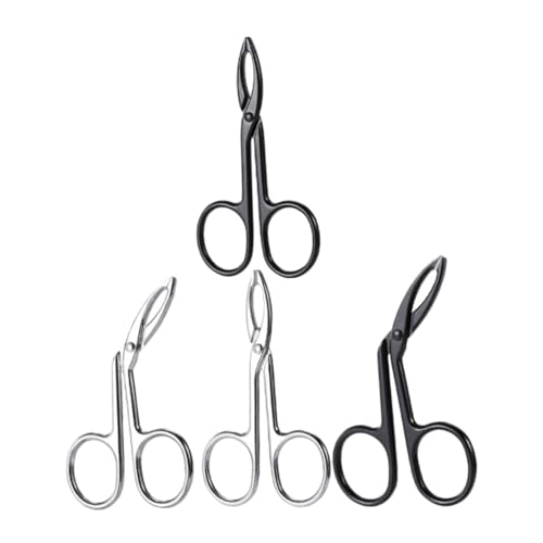 Genérico 4 piezas Pinzas para Cejas Acero Inoxidable Tijeras Recortadoras Curvadas y Rectas para Depilación Facial Mujeres y Hombres Portátil