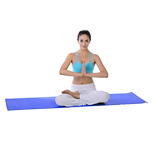 Image of Eco-Friendly Non-Slip Yoga Mat 4mm - Anti-Skid Exercise Mat for Home, Gym, Outdoor Workouts | Meditation, Yoga Asanas, Fitness | Yoga Mat for Men, Women & Kids - Multicolor ( Color may vary as per availability ) (Blure, 4 mm)