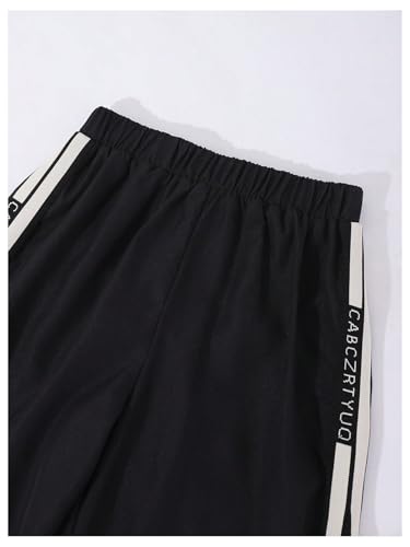 Boy's Baggy Sweatpants Elastic Waist Side Striped Track Pants Wide Leg Athletic Casual Trousers4