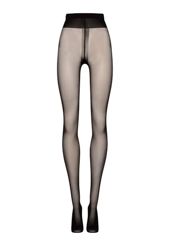 Image of Wolford Individual 10 Den Back Seam Tights for Women Ultra Sheer Matte Pantyhose Logo Waistband Invisible Toe Reinforcement