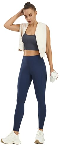 PERSIT Gym Leggings for Women UK High Waisted Buttery Soft Womens Yoga Pants Workout Sports Running Activewear Leggings with Pockets - 25 Inches Pageant Blue M - Image 5