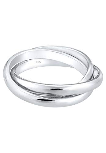Elli Pierścionek damski Trio Wrap Basic ze srebra wysokiej próby 925, 56, Srebro, Ohne