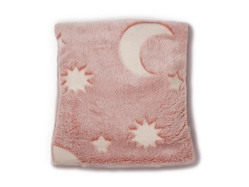 Hotties Microwave Hot Water Bottle - Glow in The Dark Stars and Moons Fleece Pink