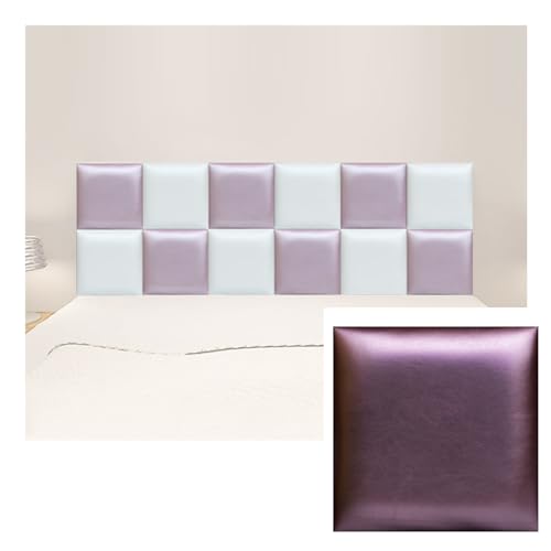 GOCHUSX Upholstered Wall Panels, Peel and Stick Headboard Upholstered Wall Panels, Soundproof Wall Sticker for Home Playroom Decor, Easy to Clean(Purple,30x30-1PC)