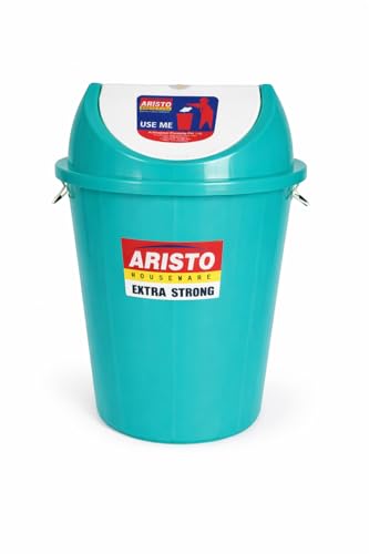 Image of ARISTO Plastic Swing-Lid Garbage Waste Dustbin 32 L, (Green)