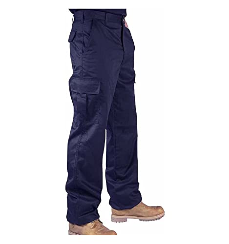 Ibex S3 Cargo Combat Builders Pantalones de trabajo para hombre (tallas - 28W - 50W), azul marino, 30