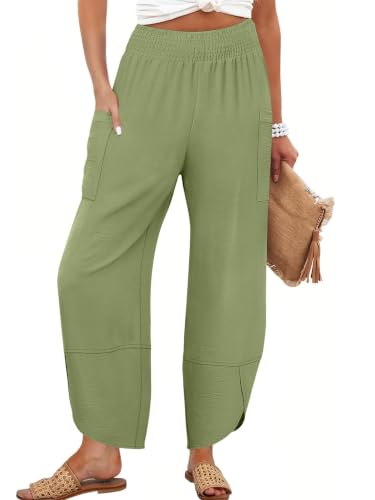Image of ANRABESS Womens Wide Leg Palazzo Capri Barrel Pants
