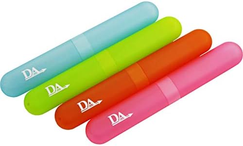 4 x Toothbrush Case Travel Cover ~ Plastic Holder, Store Clean Brushes on Holidays (Pink, Blue, Green & Orange)