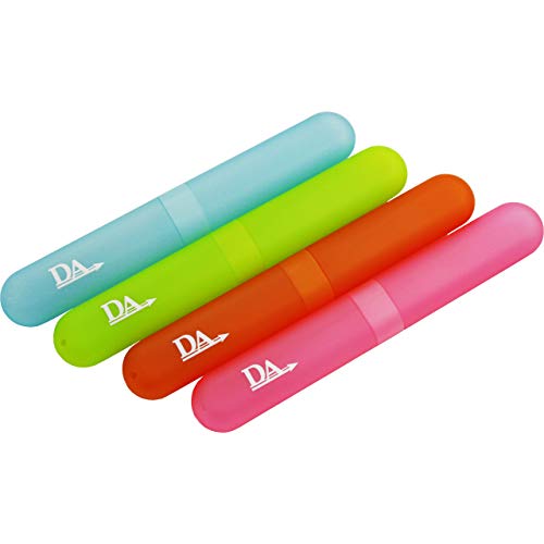 4x Etui de Voyage pour Brosse à Dents ~ Boite Plastique, Garde la Brosse Propre en Vacances (Rose, Bleu, Orange et Vert)