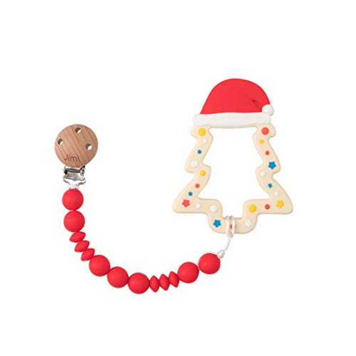 Image of Jimibaby Christmas Teether - Teething Toy for Baby Boys & Girls, Ideal Stocking Stuffer, Comes with Gift Package (Christmas Hat)
