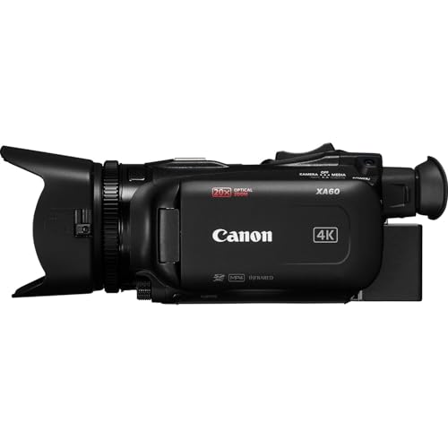 Image of Canon XA60 Professional 4K UHD Camcorder with 20x Optical Zoom, UVC Livestreaming, Dual SD Slots, Optical Stabilization, 3.5 inch LCD & OLED EVF Bundle with Shoulder Bag + More