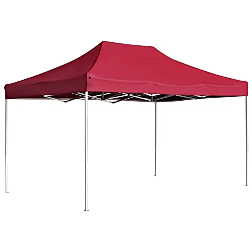 Tente de fête pliante aluminium 4,5x3m rouge vin pour éviter les regards indiscrets en camping